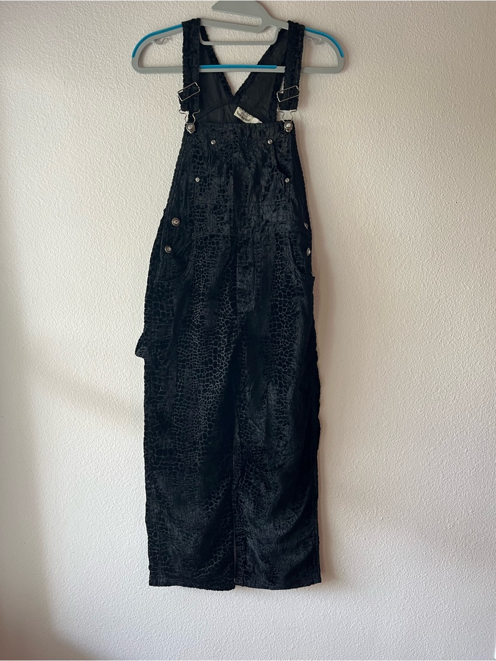 Girls Rachel's Kids Black Animal Print Velour Overalls - Size 10